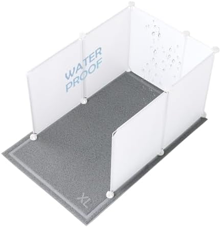 Cat Litter Box Enclosure Splash Guard Extra Large 28L × 21.5W x 18H inch, Light Weight Plastic Sheets with Cat Litter Mat Easy Clean (White)