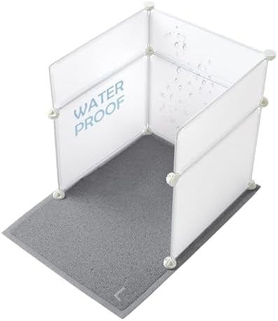Cat Litter Box Enclosure Splash Guard Large L19×W19×H20 inch, Light Weight Plastic Sheets with Cat Litter Mat Easy Clean (White)