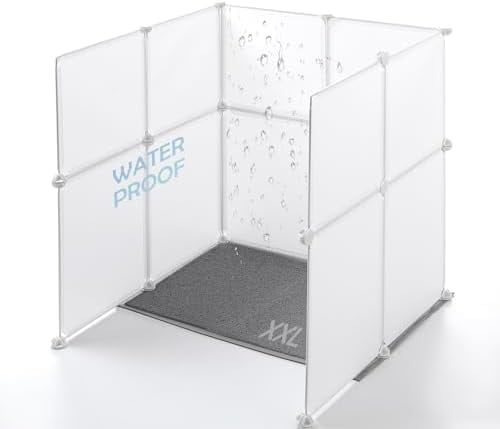 Cat Litter Box Enclosure Splash Guard XXL 27.9L × 27.9W x 31.5H inch, Light Weight Plastic Sheets with Cat Litter Mat Easy Clean (White)