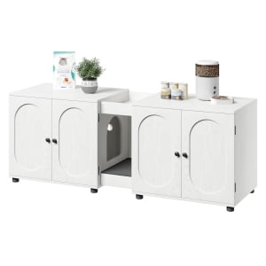 Cat Litter Box Enclosure,Wooden Cat Washroom Furniture,55.1" Double Litter Box Furniture for 2 Cats,Hidden Cat Litter Cabinet,Pet House,Fit Most of Litter Box