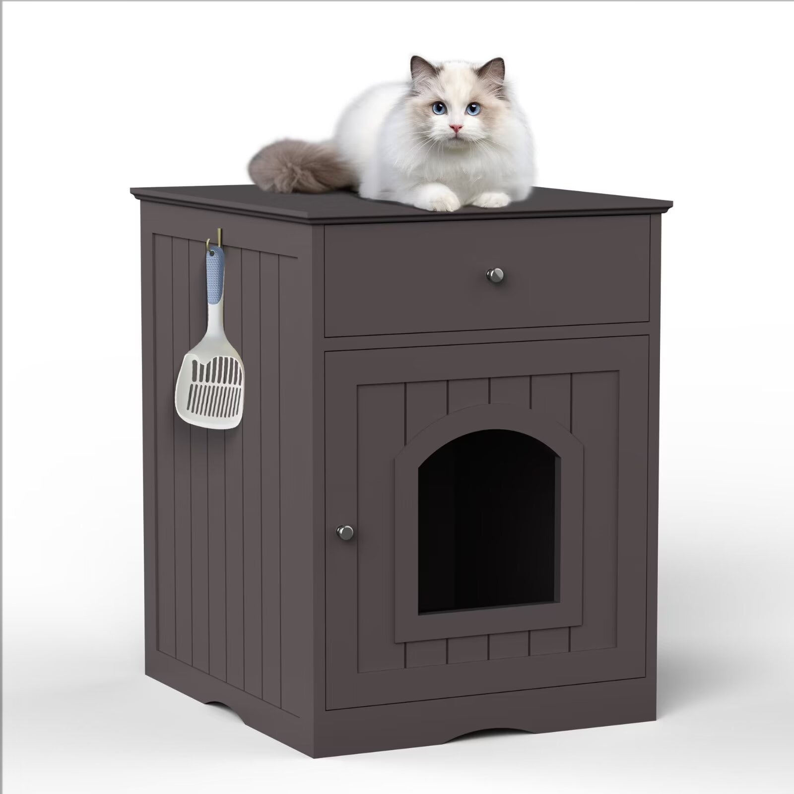 Cat Litter Box Enclosure, Wooden Pet House with Drawer, Indoor