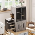 thumbnail image 1 of Cat Litter Box Enclosure with Doors, Double Cat House with Storage Space, Enclosed Litter Box Furniture with Ladder, Grey, 1 of 8