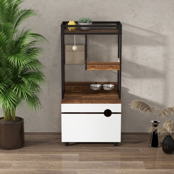 Cat Litter Box Enclosure with Shelves,Hidden Litter Box with Scratching Posts, litter box furniture ,Wooden Cat tree