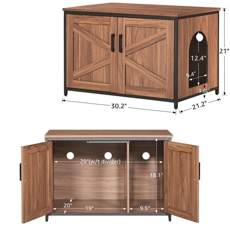 Walnut Wood Cat Litter Box Enclosure with Top Opening
