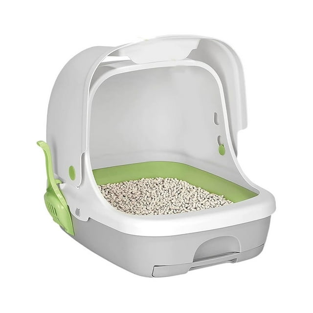 Cat Litter Box, Freestanding Cat Litter Pan with Scoop and Hooded ...