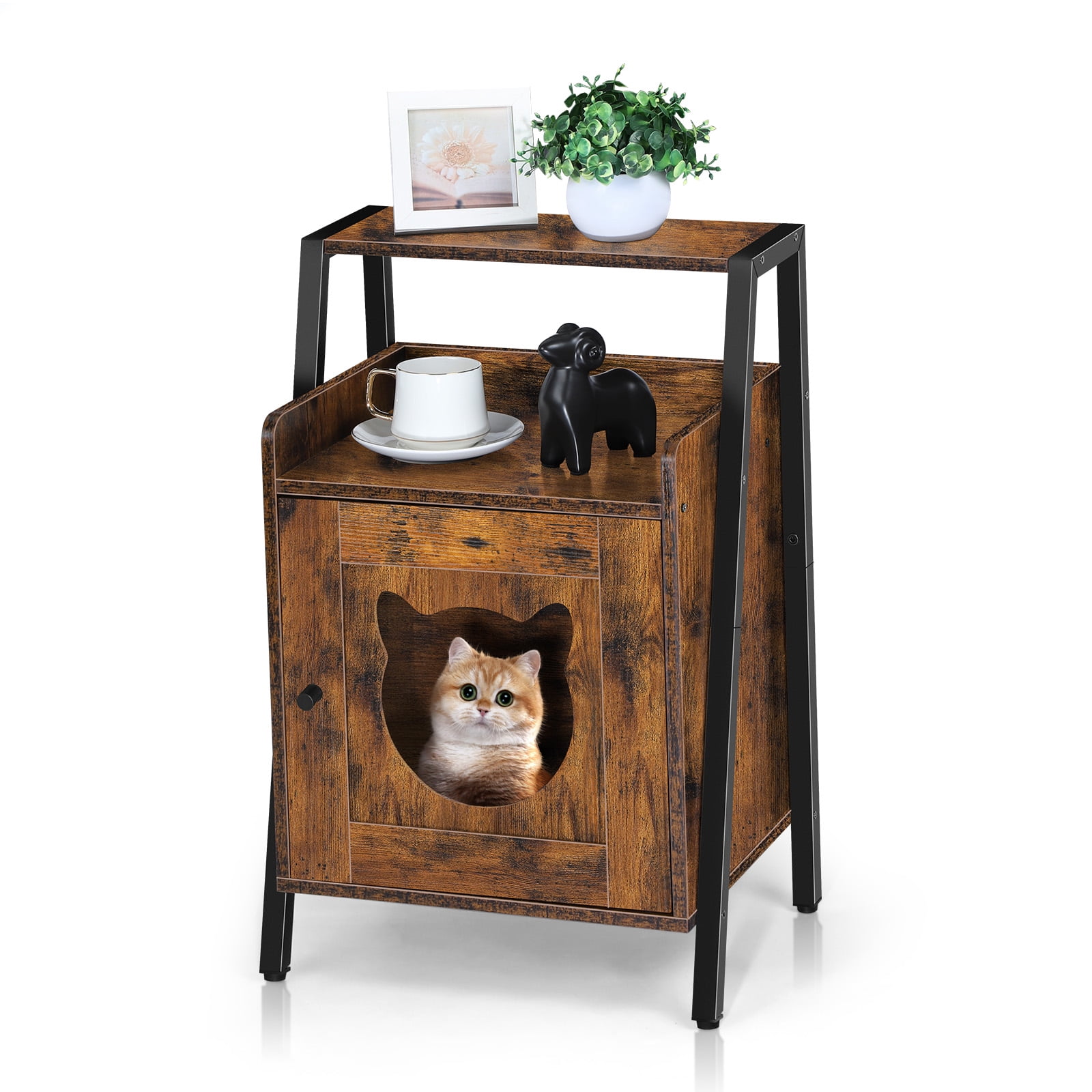 Cat Litter Box Furniture, Hidden Cat Bed End Table for Cats Nightstand