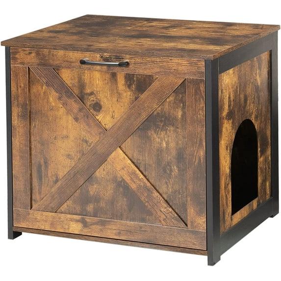 Cat Litter Box Furniture Hidden, Cat Litter Box Enclosure, Reversible Entrance Can Be on Left or Right Side, Indoor Cat Box Cabinet, Wooden Cat Washroom, End Table, Nightstand, Vintage