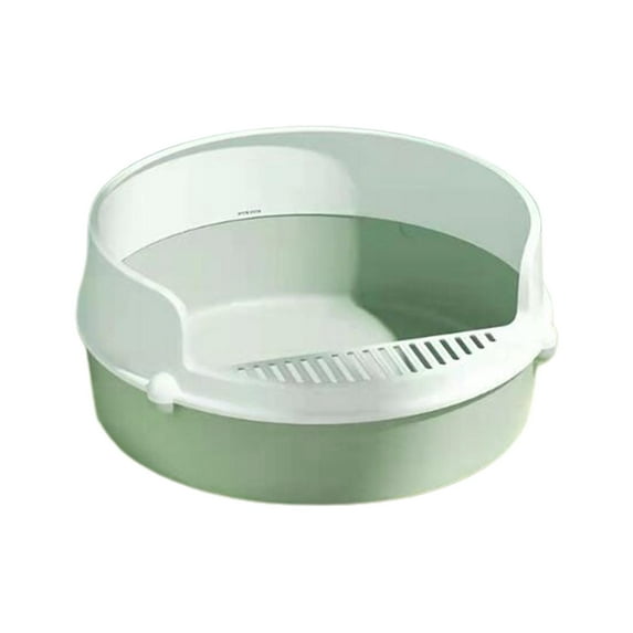 Cat Litter Box Heighten Deep Toilet Bedpan Circular Design Open Splashing Easy to Clean Portable Pet Litter Tray for Rabbit Small Dogs Green
