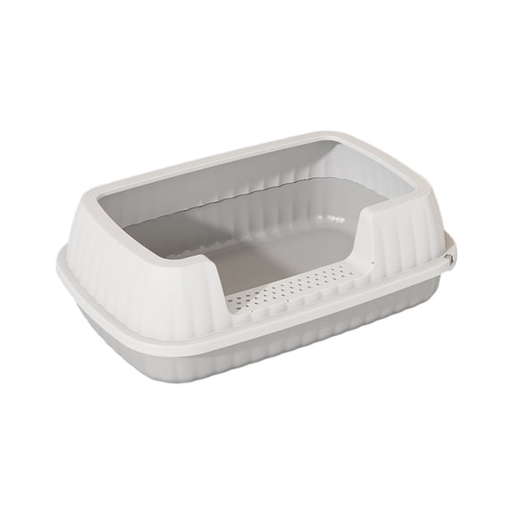 Cat Litter Box,High Rim Low Entrance Design Splash-proof Cat Toilet with Matching Litter Scoop for Kitty & Senior Cats,Leak-proof Pedal No Smell Easy Clean,Gray