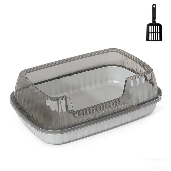 Cat Litter Box, High Sided Anti-Splashing Litter Box for Kittens, Semi Enclosed with Low Entry, Litter Scoop Included, Odor Control Easy Clean for Small or Large Cats