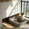 thumbnail image 1 of Cat Litter Box with High Sides Semi Enclosed Litter Pan for Large Cats Splash Proof Design Privacy Hood Included Scoop Non Tracking Mat for Indoor Cats Kitty Litter Tray with Lid, 1 of 5