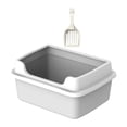 thumbnail image 1 of Cat Litter Box for Indoor Cats, Semi Enclosed Kitten Potty Pan,Easy to Clean ,High Sides Detachable Cat Toilet for Kitty Rabbit Small Pet ,Gray L 48x36x22.5cm, 1 of 8