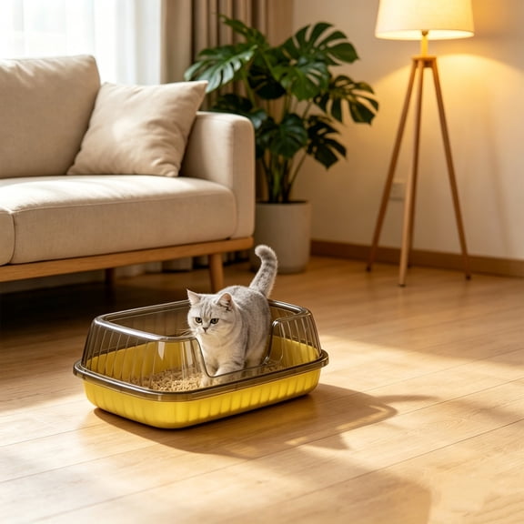 Cat Litter Box,Kitten Litter Box,Small Litter Box,High Sides Semi Enclosed Pussy Litter Box With Top Entry Lid High Sides Odor Control Covered Pussy With Spoon Filter For Odor Control