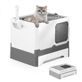 Arcwares Kitty Pan, Foldable Large Cat Litter Box with Lid, Dual Entry