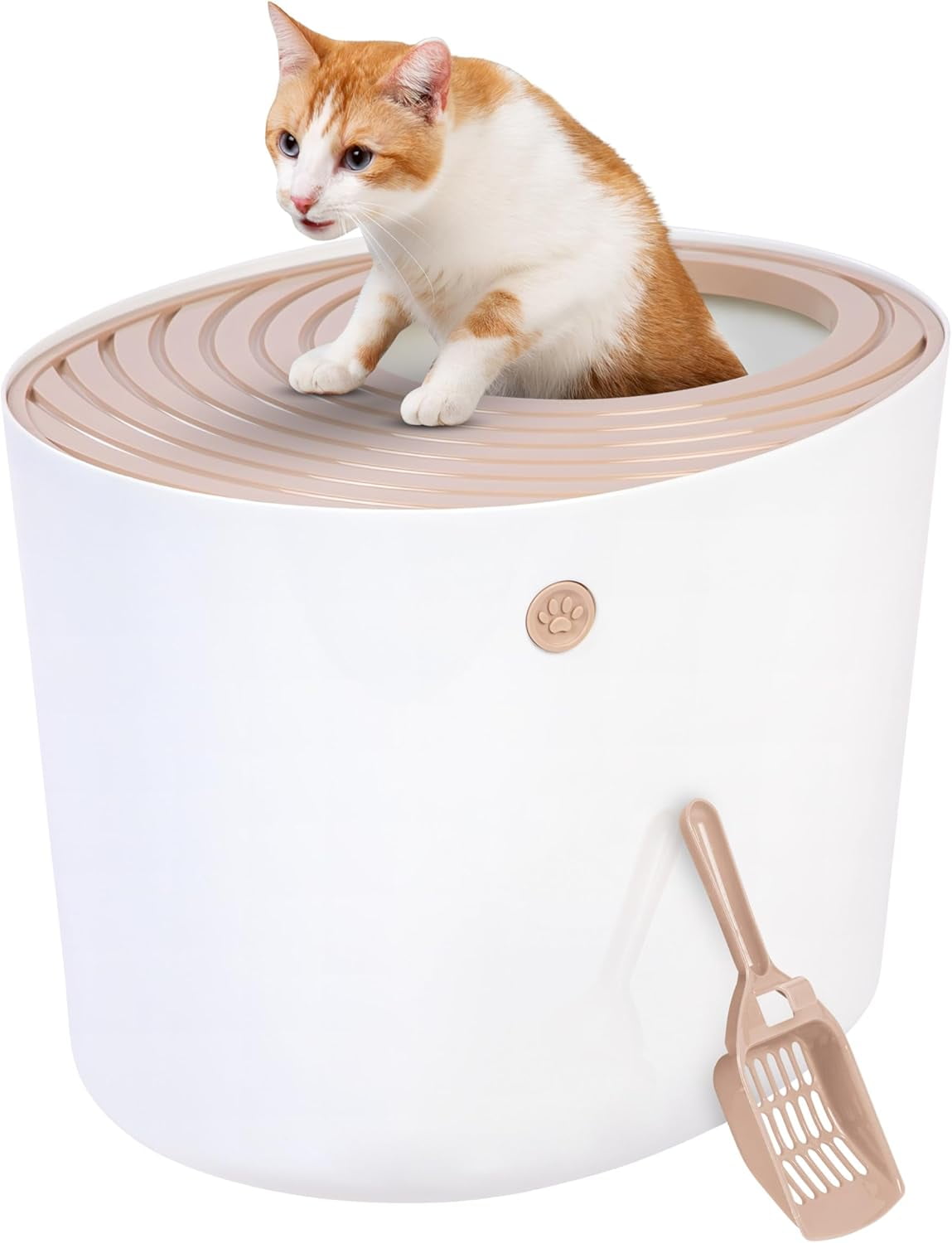 Cat Litter Box, Large Top Entry with Litter Catching Lid and Scoop