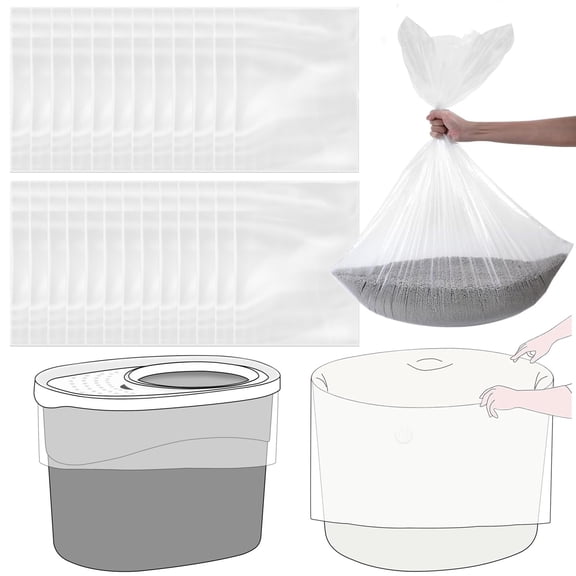 Cat Litter Box Liners Compatible Top Entry Cat Litter Box, Tear-Resistant Spill-Proof Liners for Top Entry Litter Box, 25 Pack Large Thick Bags for Easy Cleanup, Clear