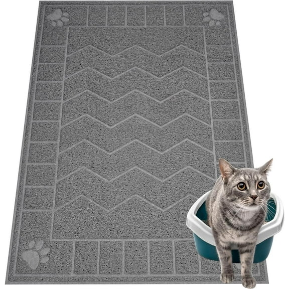Cat Litter Box Mat, 35" x 24" Large Kitty Litter Trapping Mat Keep Floor Clean, Litter Box Mat Scatter Control, Waterproof, Easy to Clean, Durable Large Size Litter Mats for Floor