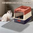 thumbnail image 1 of Cat Litter Box + Mat, Drawer-Style Enclosed Large Odor-Control Kitty Toilet with Pull-Out Tray, for Kittens, Big Cats & Multi-Cat Homes, Red, 1 of 9