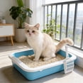 thumbnail image 1 of Cat Litter Box, Odor Free Plastic Litter Box, Open Top Low Entry Litter Pan Include Scoop Easy Cleaning Anti-Scratch Kitty Cat Box Anti-Urine Leakage, Non-Sticky, 13.39x9.84x2.36in, 1 of 6