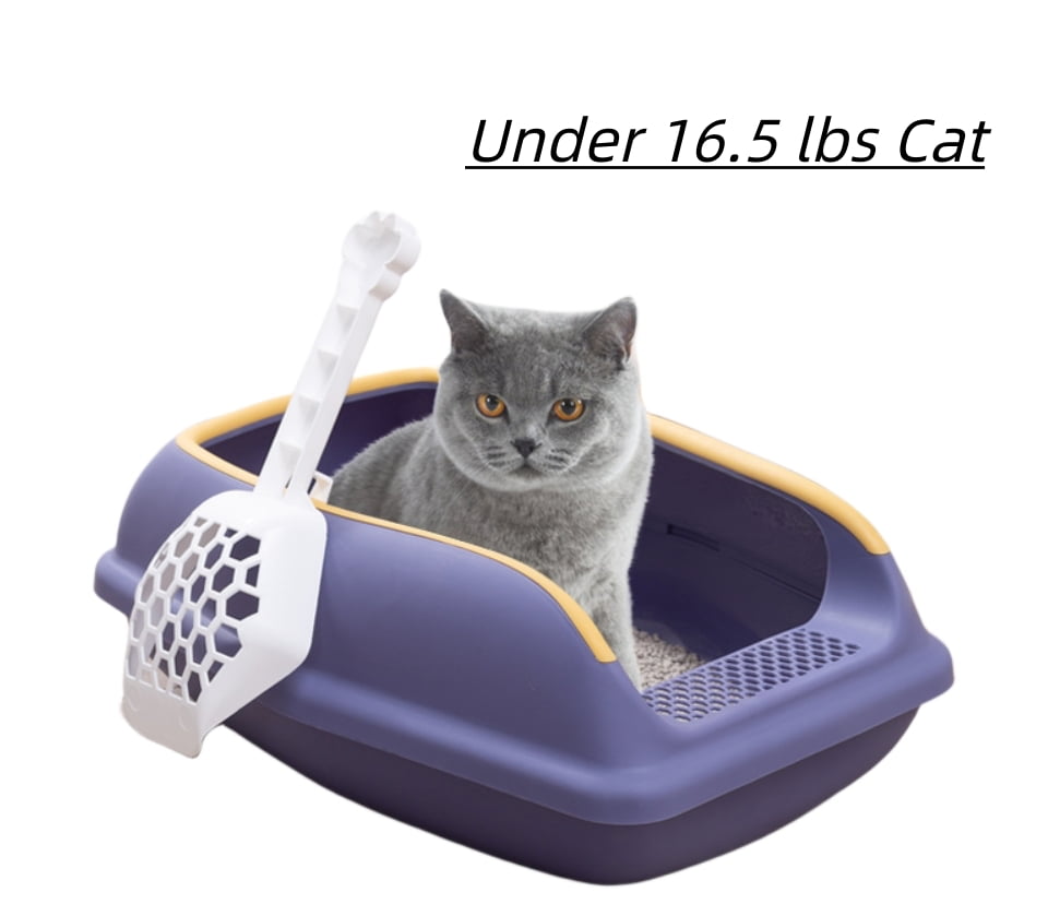Cat Litter Box Open Top Pet Litter Tray Cat Sand Box Container Semi