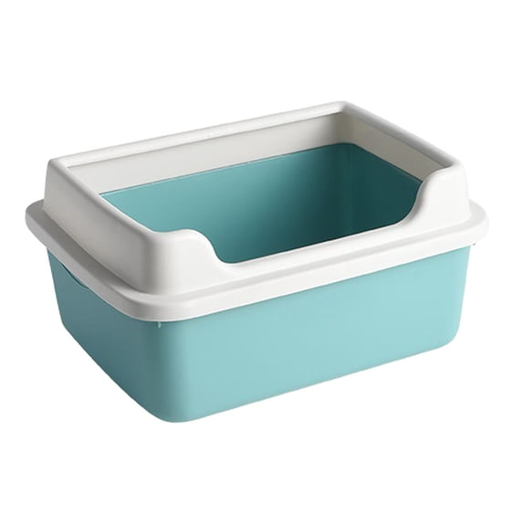 Cat Litter Box Open Top Pet Litter Tray Splashproof Kitten Litter Pan High Sided Green 38cmx26cmx19cm