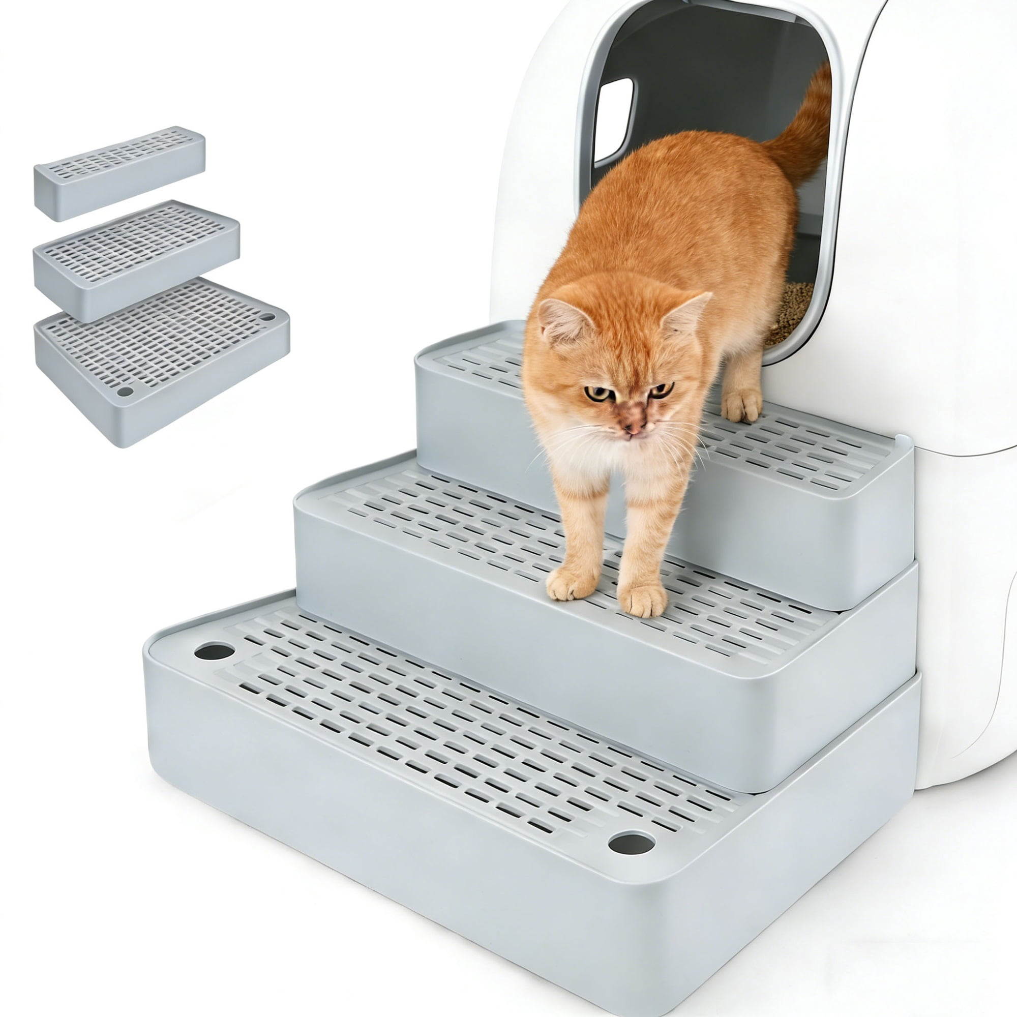 Cat Litter Box Pedal,Adjustable 3-step Cat Litter Box Ramp With ...