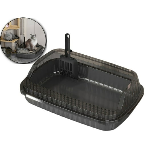 Cat Litter Box Pet Litter Tray Heighten Portable Semi Closed Splash Proof Cat Toilet Kitten Toilet for Small Pets Indoor Cats
