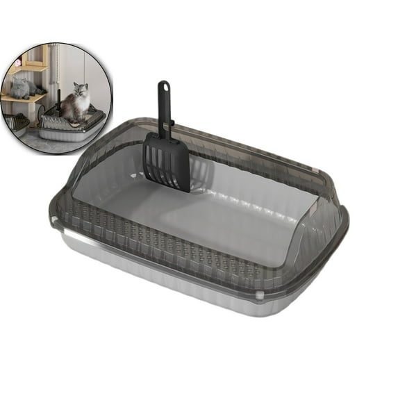 Cat Litter Box Pet Litter Tray Heighten Portable Semi Closed Splash Proof Cat Toilet Kitten Toilet for Small Pets Indoor Cats