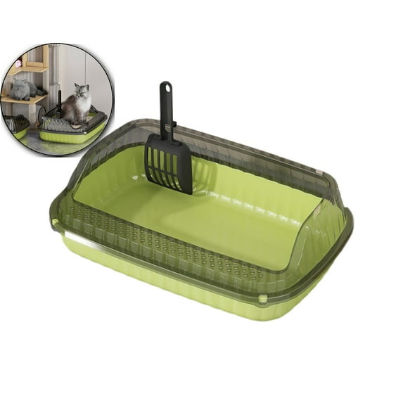 Cat Litter Box Pet Litter Tray Heighten Portable Semi Closed Splash Proof Cat Toilet Kitten Toilet for Small Pets Indoor Cats