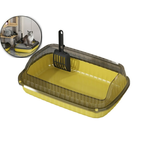 Cat Litter Box Pet Litter Tray Heighten Portable Semi Closed Splash Proof Cat Toilet Kitten Toilet for Small Pets Indoor Cats