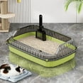 thumbnail image 1 of Cat Litter Box Pet Litter Tray Heighten Portable Semi Closed Splashproof Cat Toilet Kitten Toilet for Small Pets Indoor Cats,Green, 1 of 6