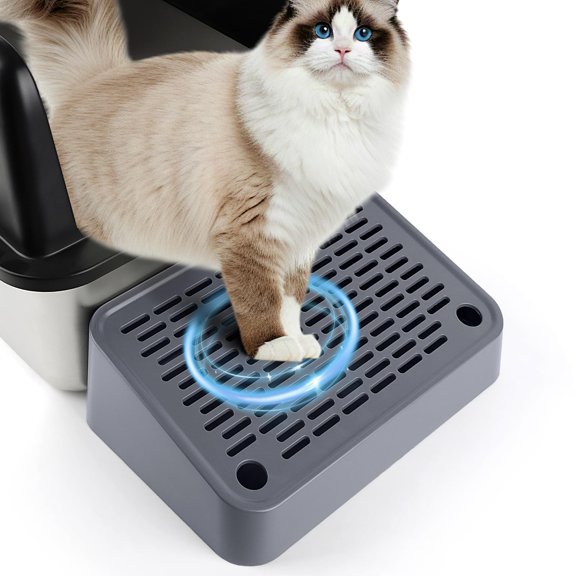 Cat Litter Box Ramp, Litter Box Step Mat with Filter Function, Cat Litter Catcher for Self-Cleaning Litter Boxes, Cats Pedal Stool Ideal for Kitten & Elderly Cats (Dark Grey)