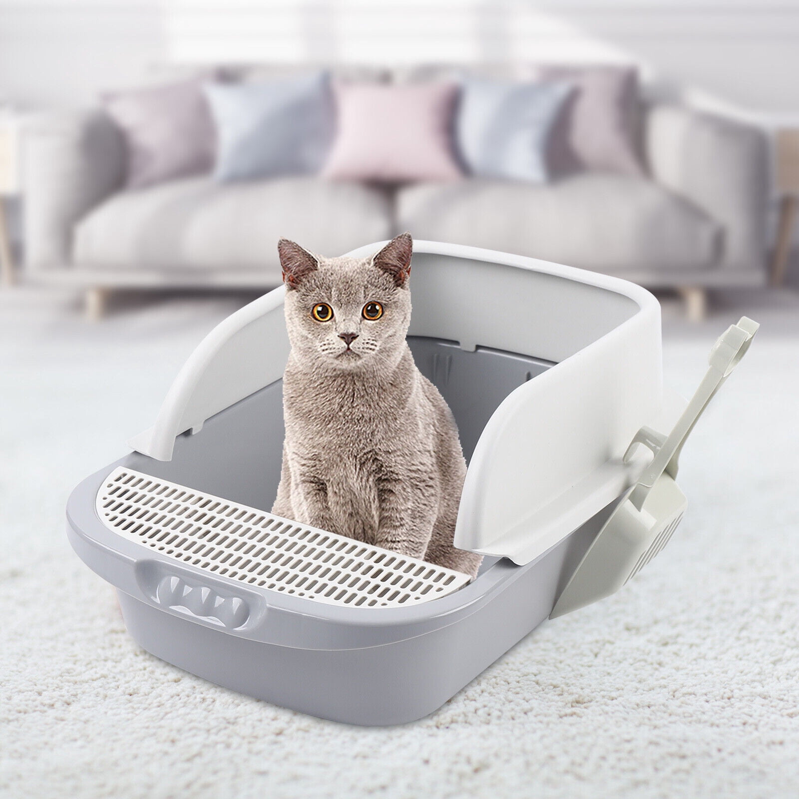 Cat Litter Box Self Cleaning AntiSplashing SemiClosed Cats Toilet