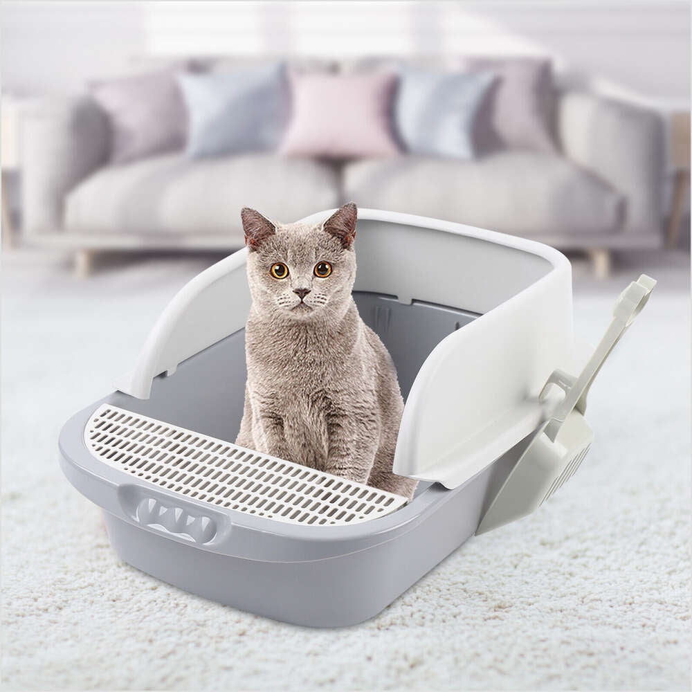 Cat Litter Box Self Cleaning Anti-ing Semi-closed Cats Toilet, Grey ...