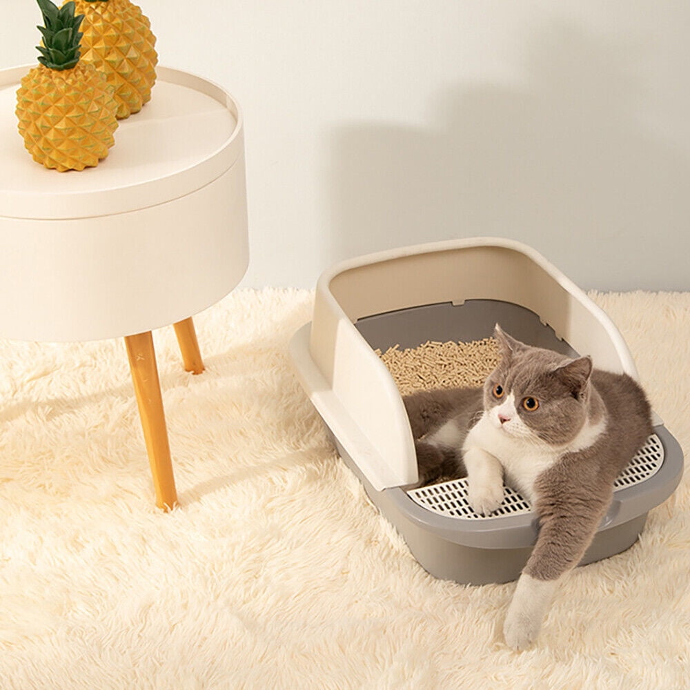 Cat Litter Box Self Cleaning Anti-splashing Semi-closed Cats Toilet, Grey