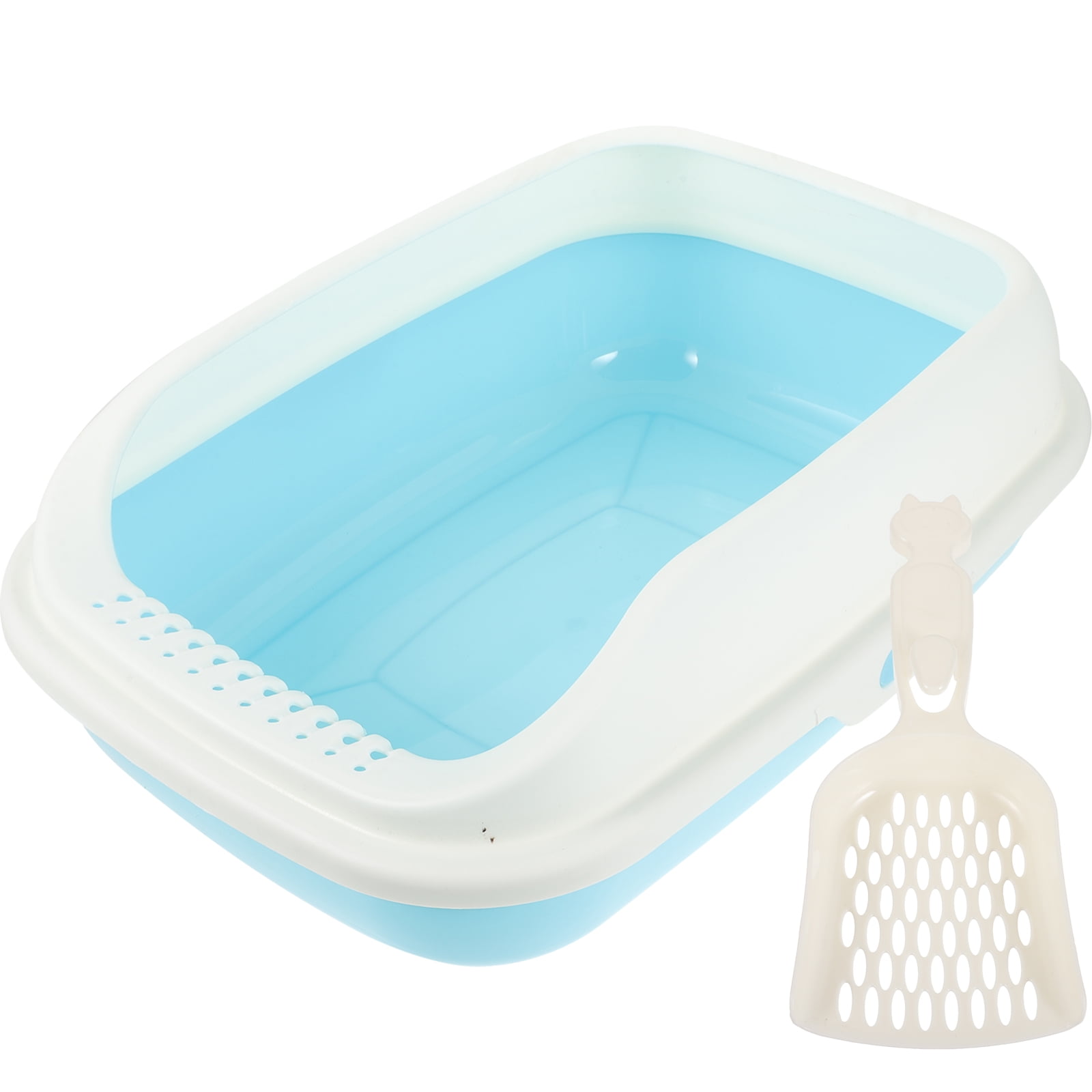 Cat Litter Box SemiEnclosed Cat Litter Container with Shovel Cat