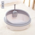 Cat Litter Box SemiEnclosed Cat Litter Container with Shovel Cat