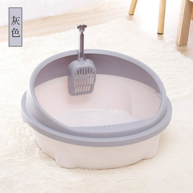 Cat Litter Box SemiEnclosed Cat Litter Container with Shovel Cat