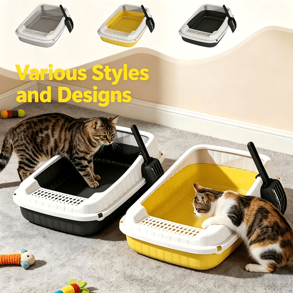 Cat Litter Box, Semi‑Enclosed High‑Sided Enclosure with Top Entry, Large Kitty Litter Box for Indoor Cats,Easy to Clean Cat Toilet Indoor Pet Supplies