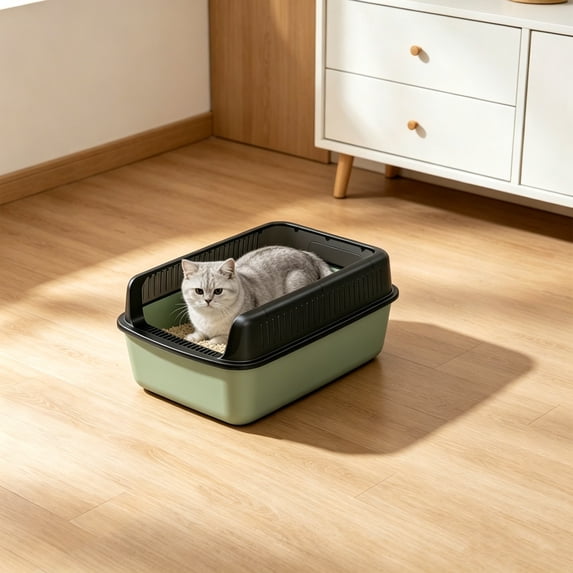 Cat Litter Box, Semi‑Enclosed High‑Sided Enclosure with Top Entry, Large Kitty Litter Box for Indoor Cats,Easy to Clean Cat Toilet Indoor Pet Supplies