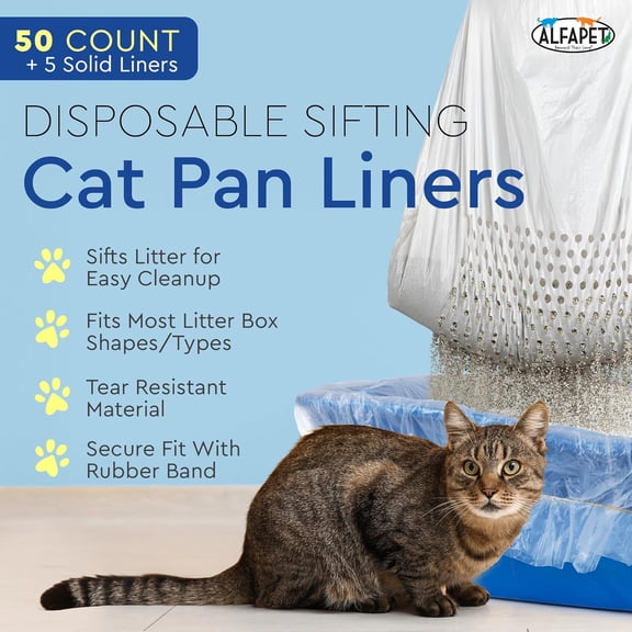 Cat Litter Box Sifting Liners - Extra Giant 50 Count