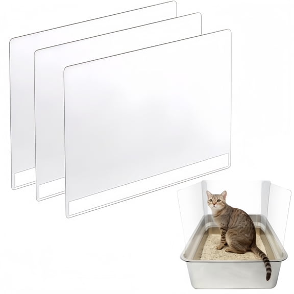 Cat Litter Box Splash Guard 3PCS Transparent Easy Clean Pee Shields 14.5x11.5in
