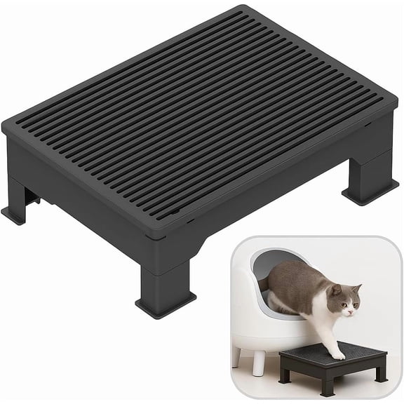Cat Litter Box Step Ramp  Adjustable 3.5" & 6", Large 16.5"x12.6" Non-Slip Litter Trapper Platform Reduces Tracking, Fits Automatic Litter Boxes, for Kittens & Senior Cats