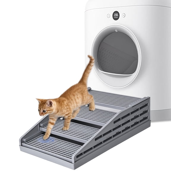 Cat Litter Box Step and Ramp, Anti Tracking Pet Stairs for Small Elderly Cats Gray
