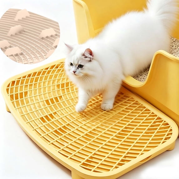 Cat Litter Box Step with Filter Function, Non-Slip Cat Step _ Yellow