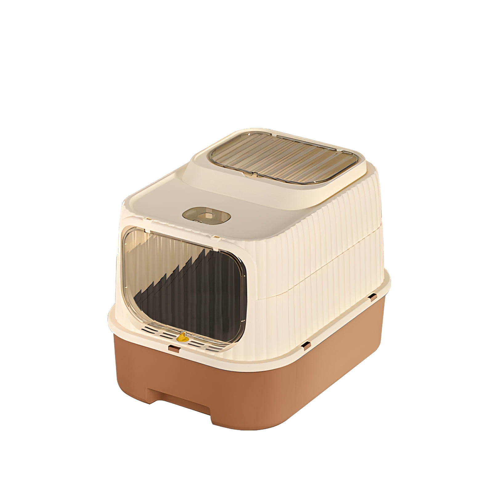 Cat Litter Box with Drawer, Enclosed Litter Tray for Cat, Rabbit, Anti Urine Leakage Easy to Clean (Orange)