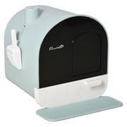 Cat Litter Box with Lid, Covered Litter Box for Indoor Cats with Tray, Filter, 17 x 17 x 18.5, Green