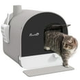 thumbnail image 1 of Cat Litter Box with Lid, Covered Litter Box for Indoor Cats with Tray, Scoop, Filter, 17" x 17" x 18.5", Light Gray, 1 of 10