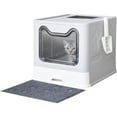 thumbnail image 1 of Cat Litter Box with Litter Mat and Scoop, Large Foldable Litter Box with Lid, Front Entry Top Exit Kitty Box, Odor Control, Easy to Clean (Grey), 1 of 5