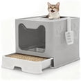 thumbnail image 1 of Enclosed Cat Litter Box with Lid & Stainless Steel Drawer Design for Indoor All Lifestyles Cats with Litter Scoop, 1 of 9